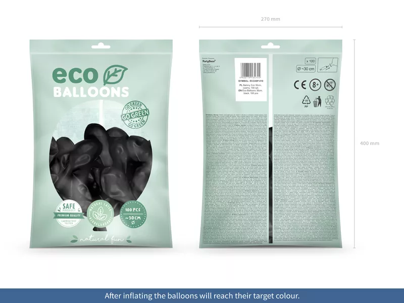 100 palloncini pastello eco nero 30cm