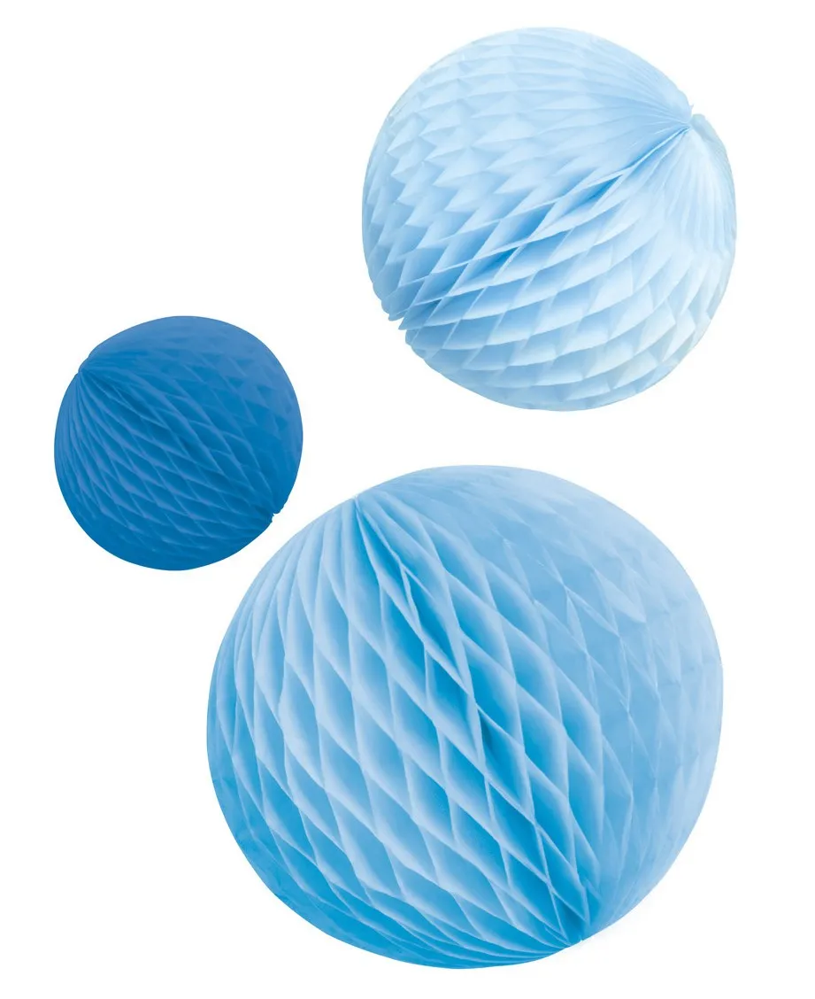 3 palline a nido d'ape blu lucido