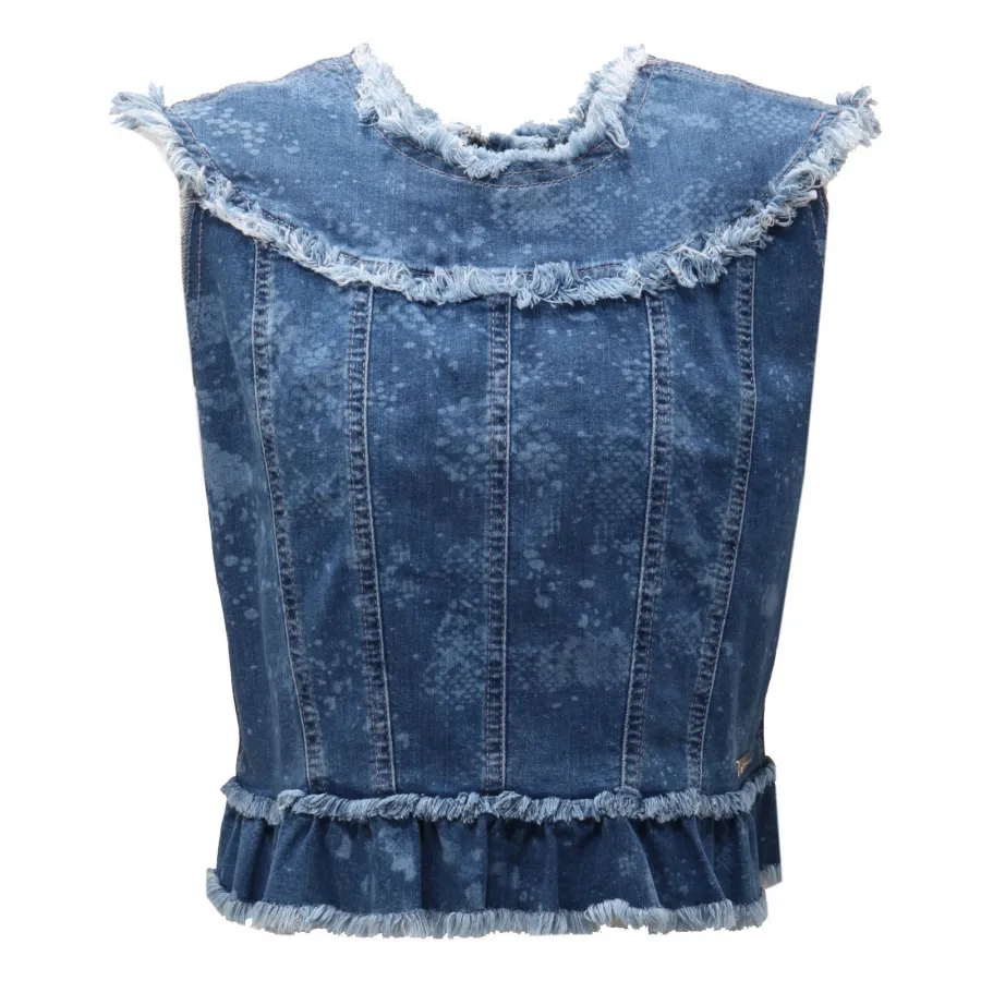 5915AC giubbotto smanicato bimba GIRL TWIN-SET frajed sleeveless jacket kids