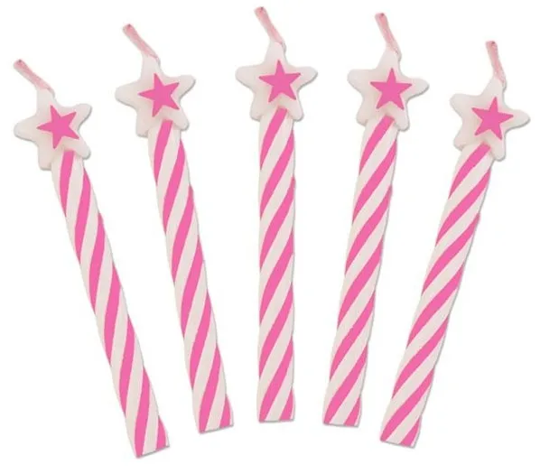 8 candeline rosa con stelline