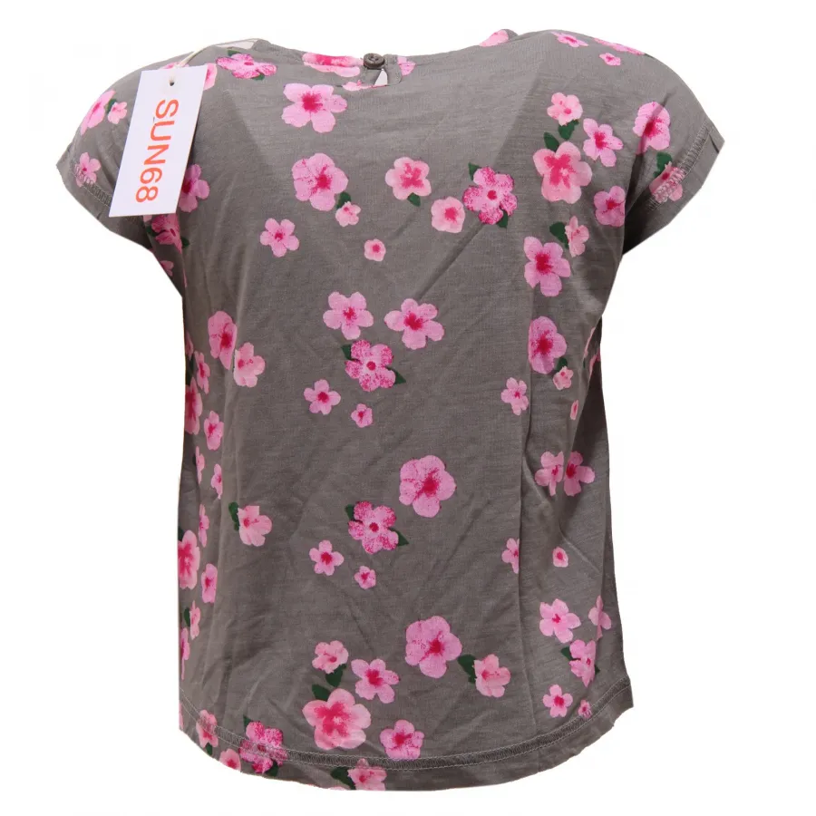 8248V  maglia bimba SUN 68 viscose dove grey/rose t-shirt girl kid