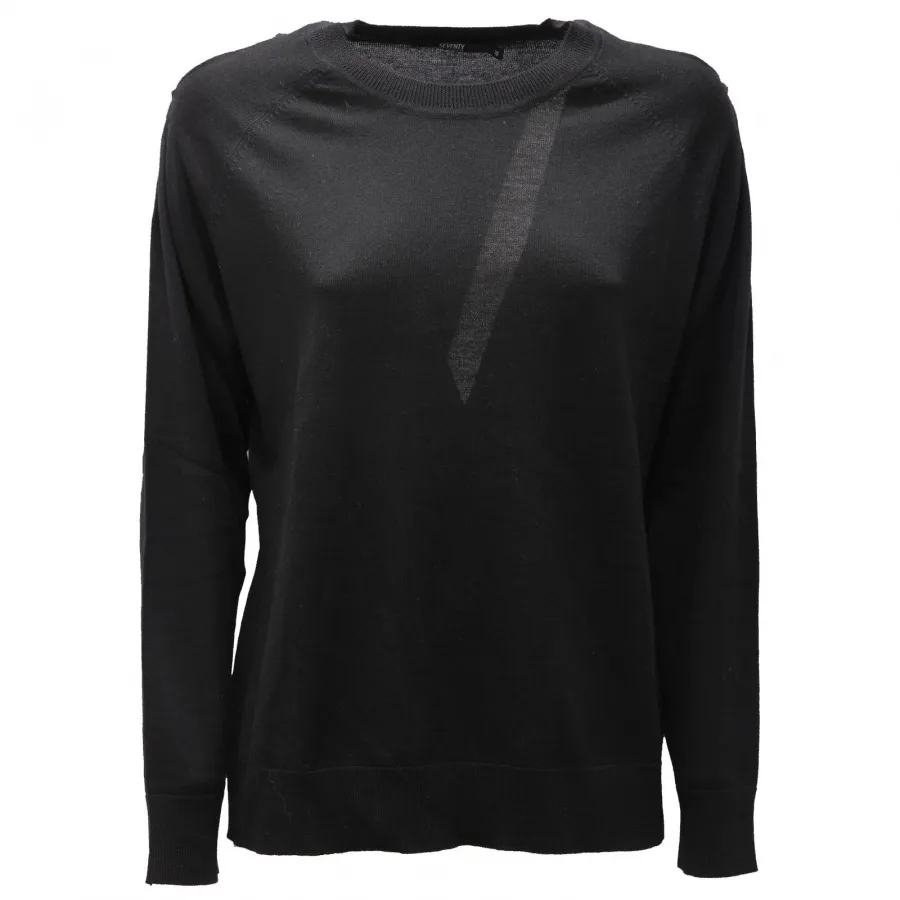 9110AE maglione donna SEVENTY black wool sweater woman