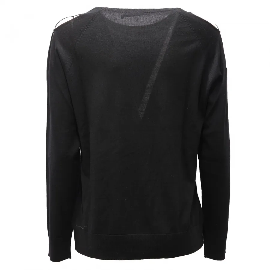 9110AE maglione donna SEVENTY black wool sweater woman
