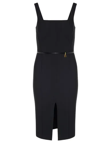 Abito tubino Elisabetta Franchi in crepe nero con cintura