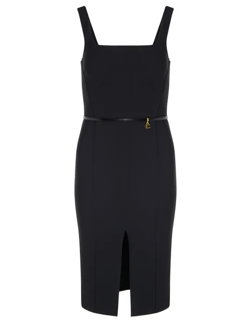 Abito tubino Elisabetta Franchi in crepe nero con cintura