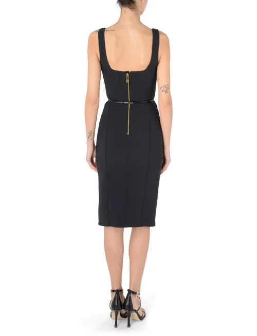 Abito tubino Elisabetta Franchi in crepe nero con cintura