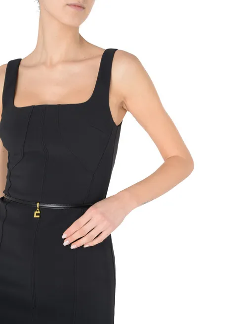 Abito tubino Elisabetta Franchi in crepe nero con cintura
