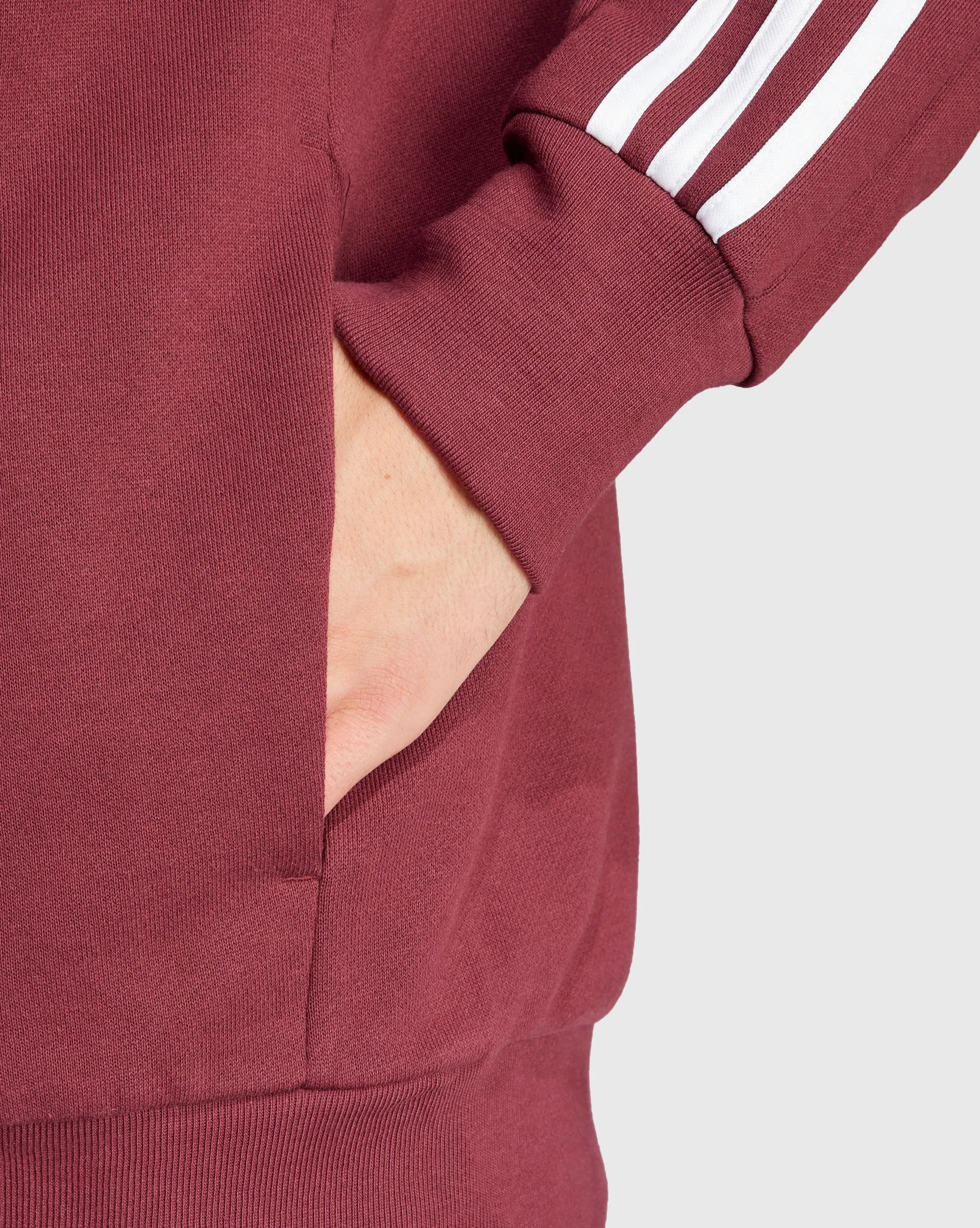 Adidas Felpa con cappuccio Essentials French Terry 3-Stripes Full-Zip Rosso Uomo