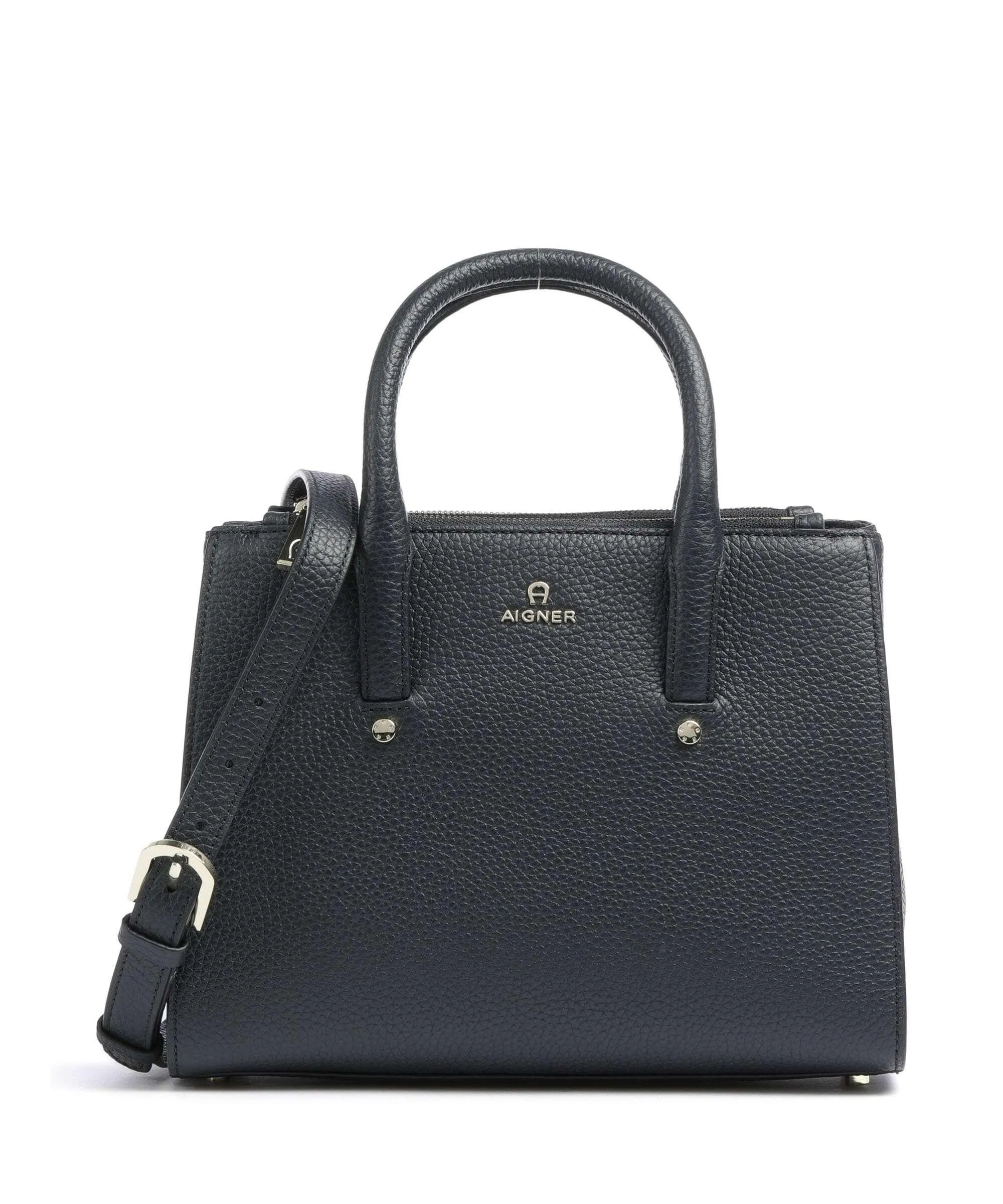  Aigner Ivy M Borsa a mano pelle di vacchetta grana navy  