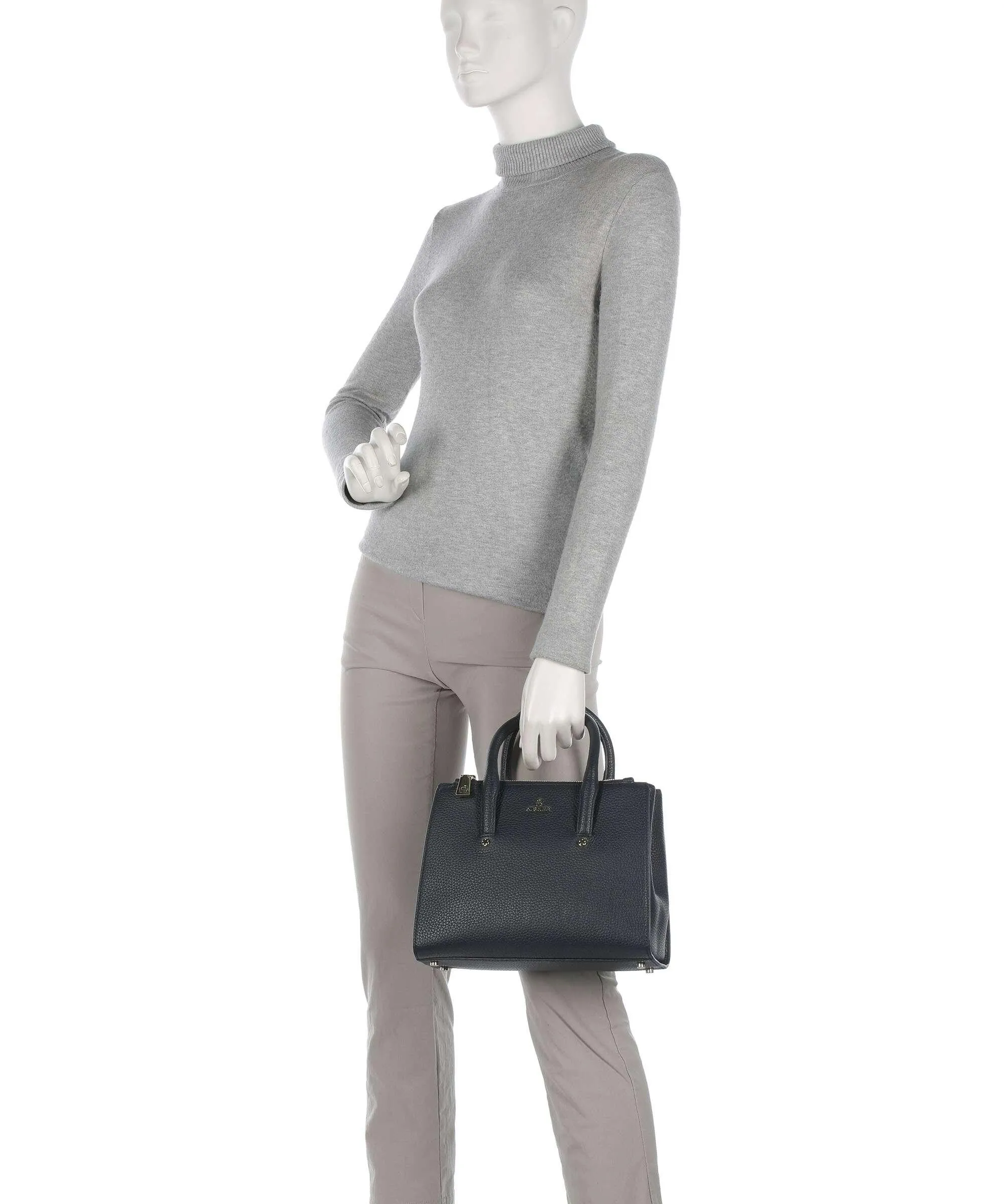 Aigner Ivy M Borsa a mano pelle di vacchetta grana navy  
