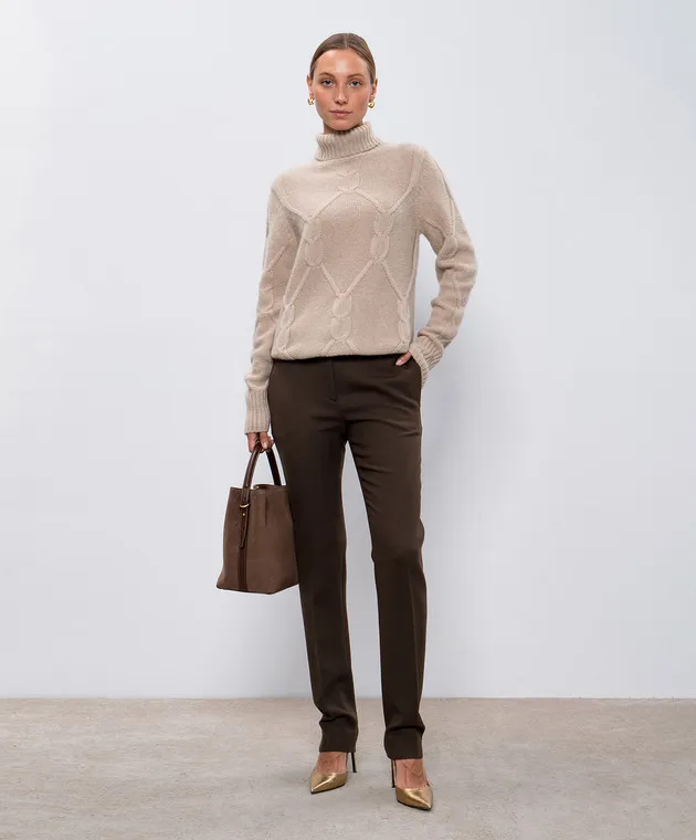 Allude Maglione beige in cashmere e seta 24577011