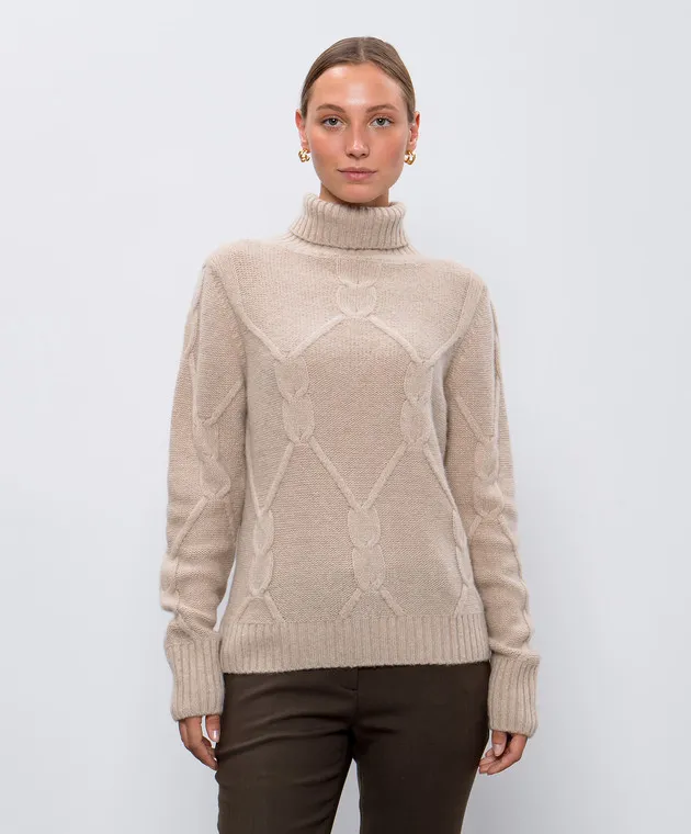 Allude Maglione beige in cashmere e seta 24577011