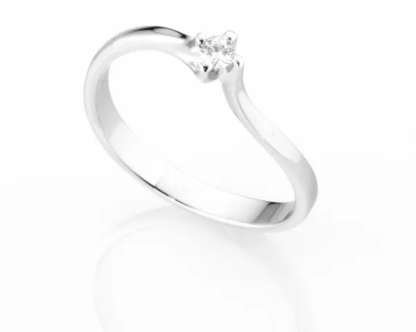Anello Solitario Diamonds Luxury con Diamante da 0.08ct in oro bianco 18kt