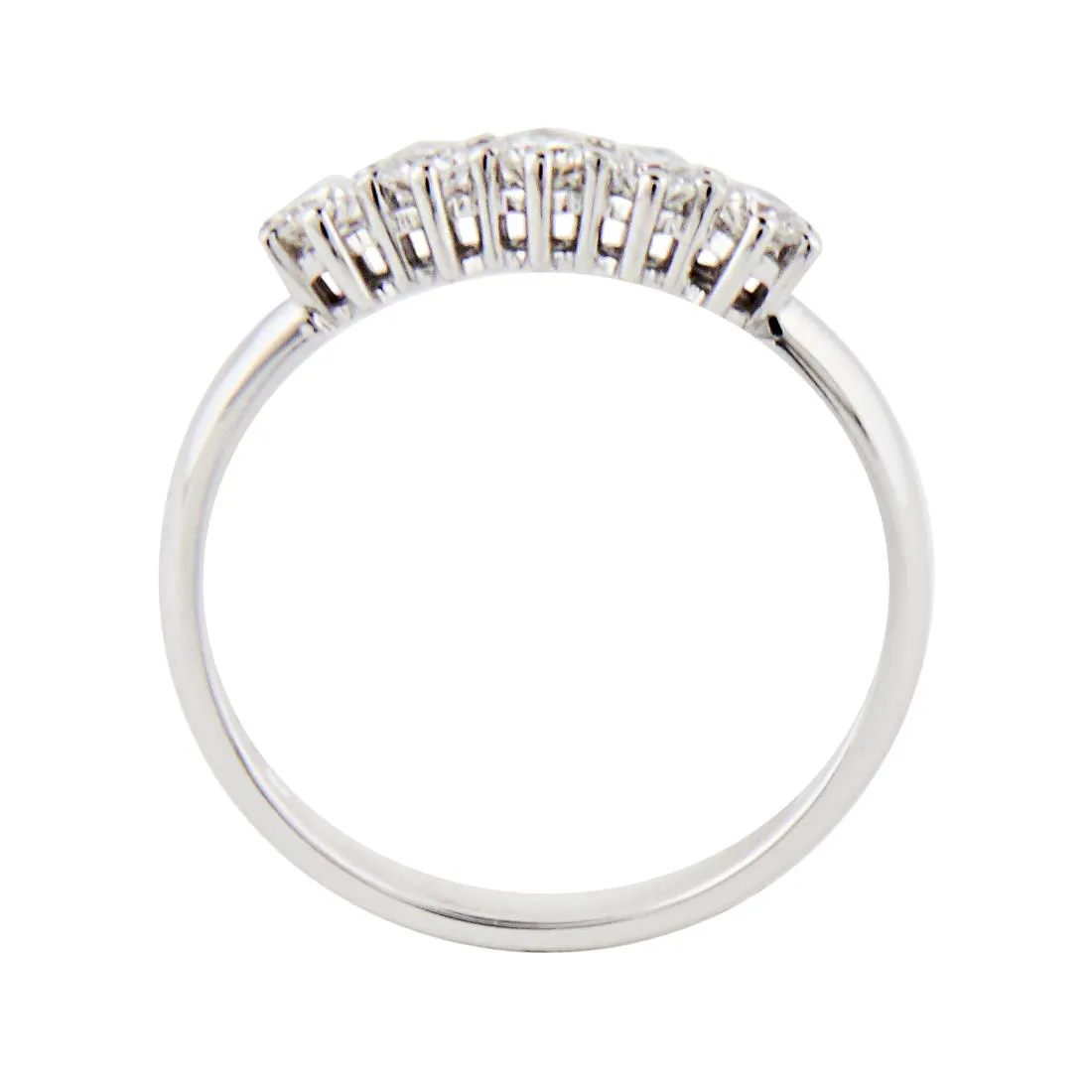 Anello veretta 5 pietre in oro bianco e diamanti ct 0.44, misura 14