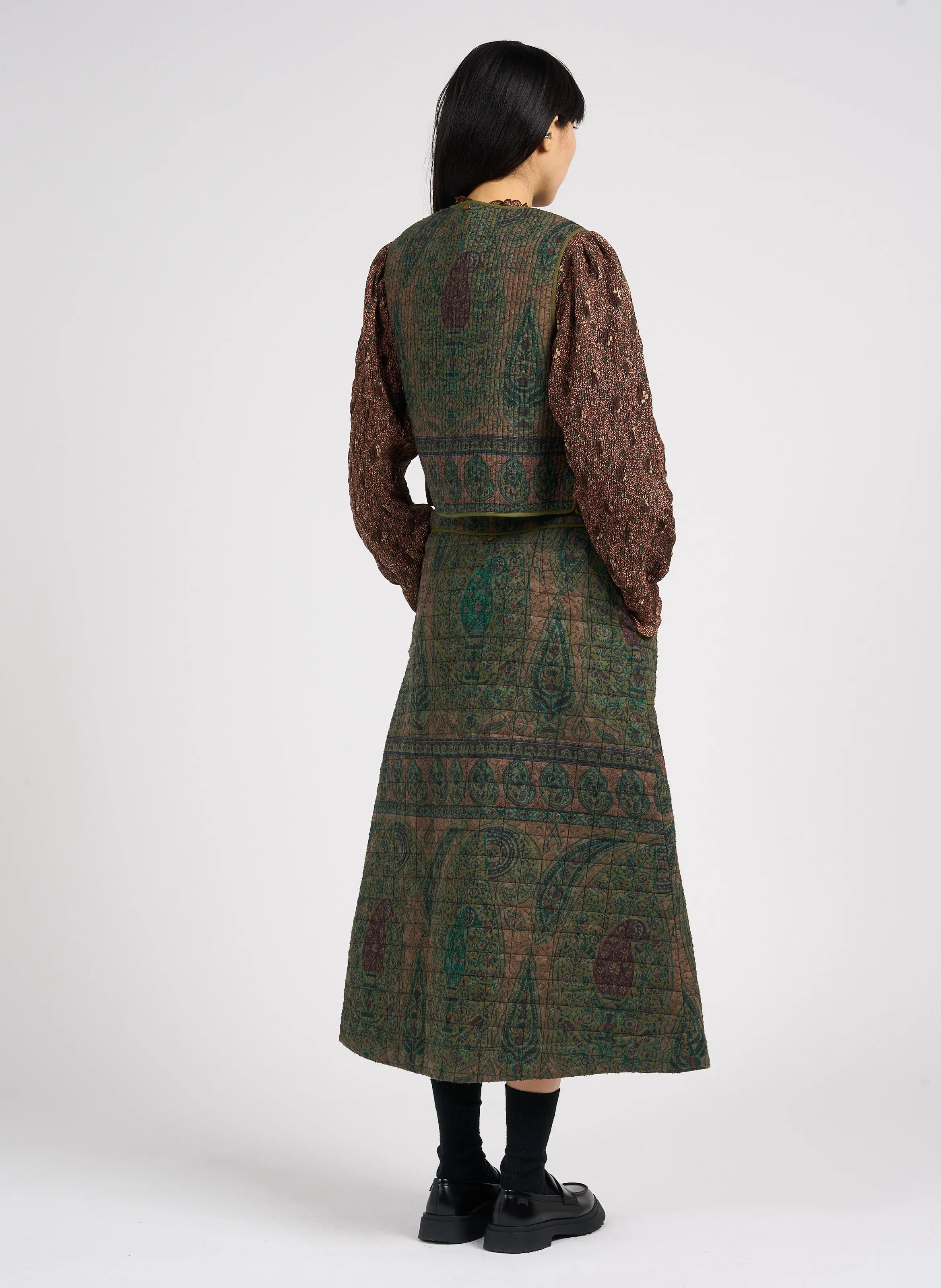  ANTIK BATIK   TAJARO - Gilet diritto con collo rotondo in cotone | Verde