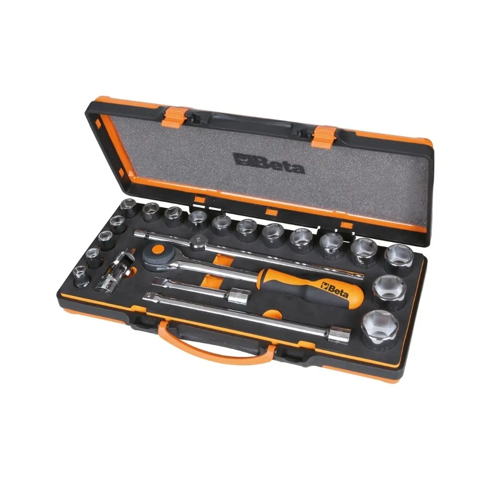 Assortimento di 17 chiavi a bussola esagonali e 5 accessori in termoformato rigido, in cassetta di lamiera - Beta 920A/C17HR