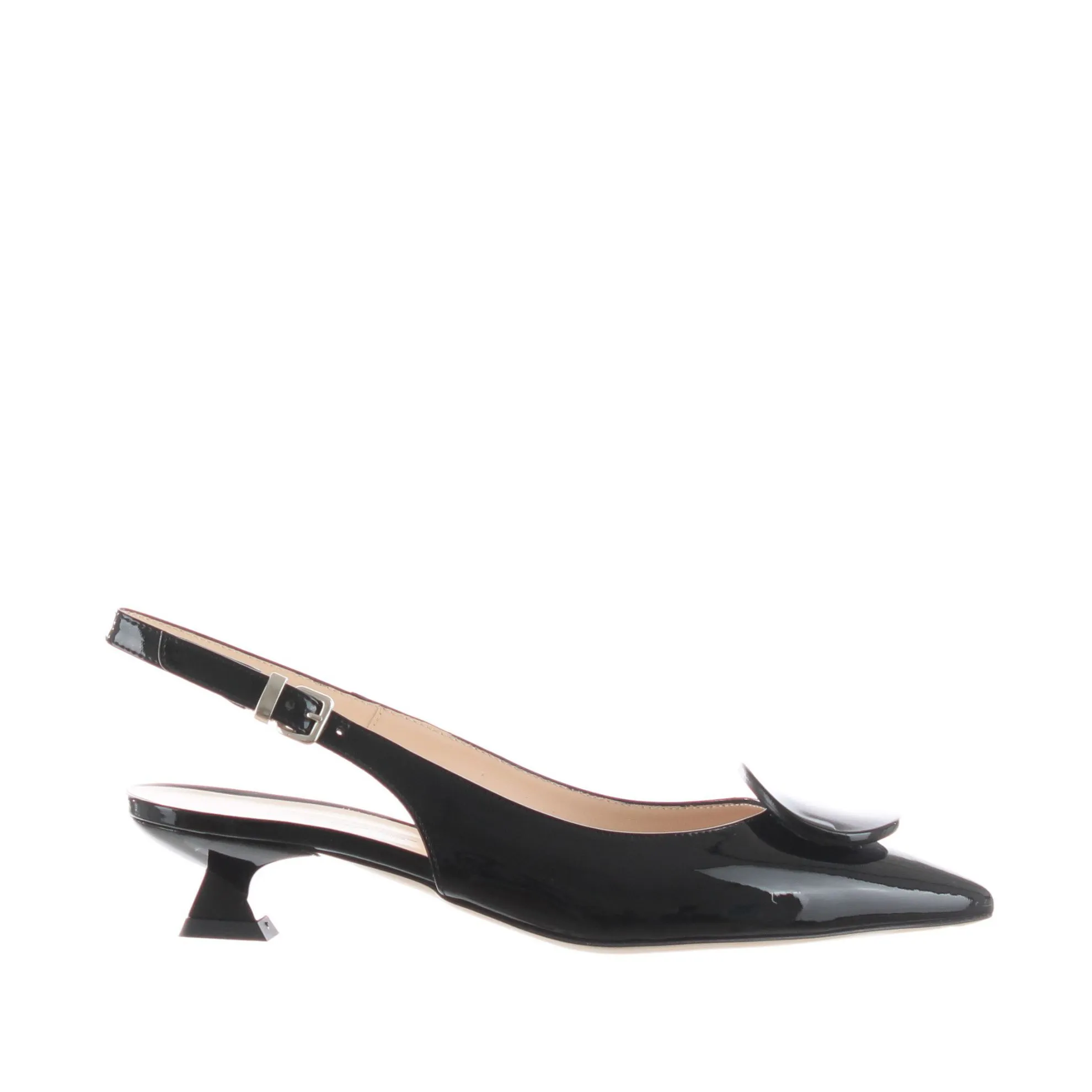 Ballerina slingback in vernice con decorazione