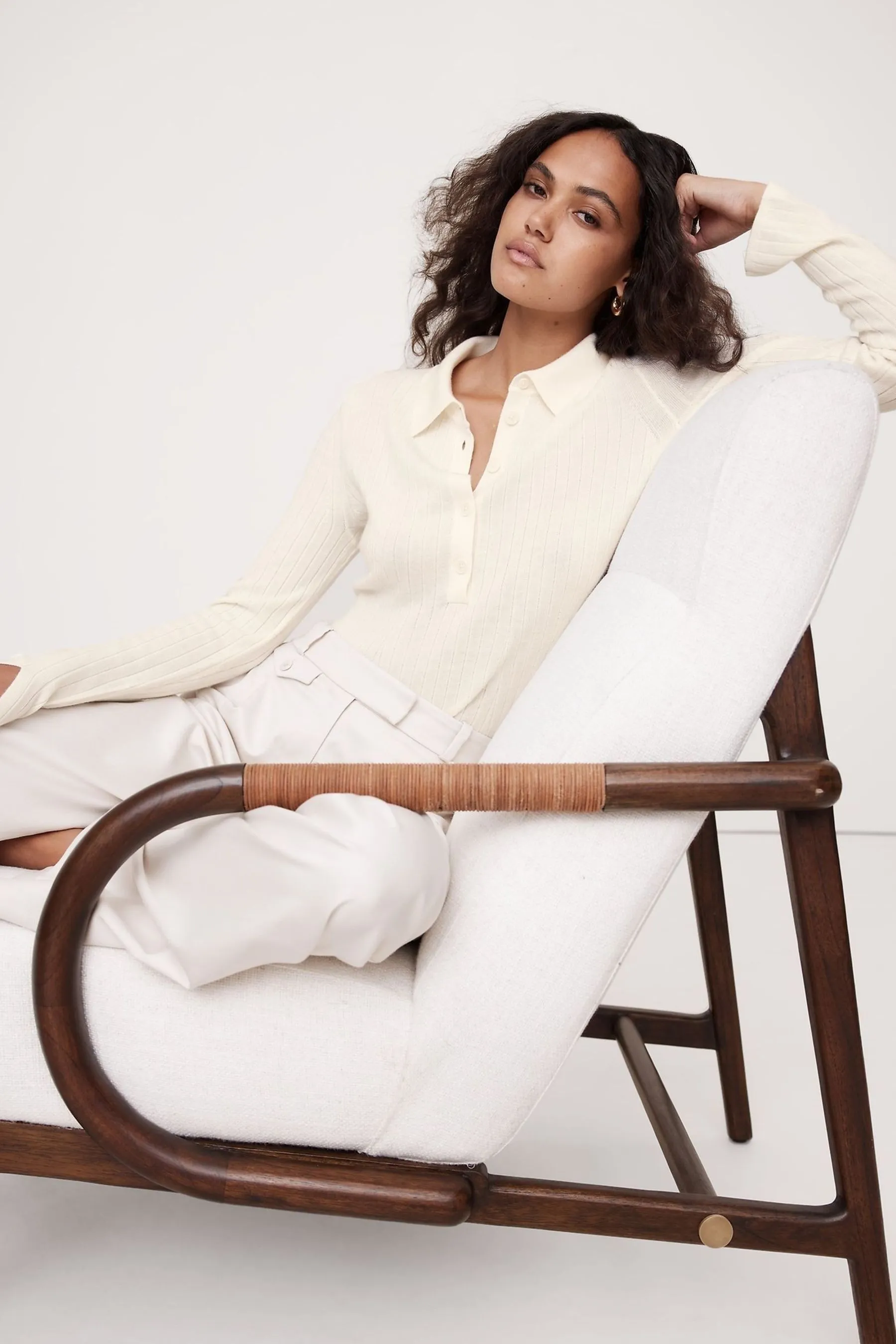 Banana Republic Merino Wool Ribbed Polo Jumper    