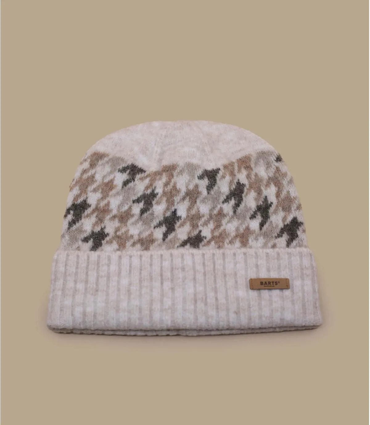 Berretto con risvolto con motivo pied-de-poule da donna  Sterena Beanie cream     