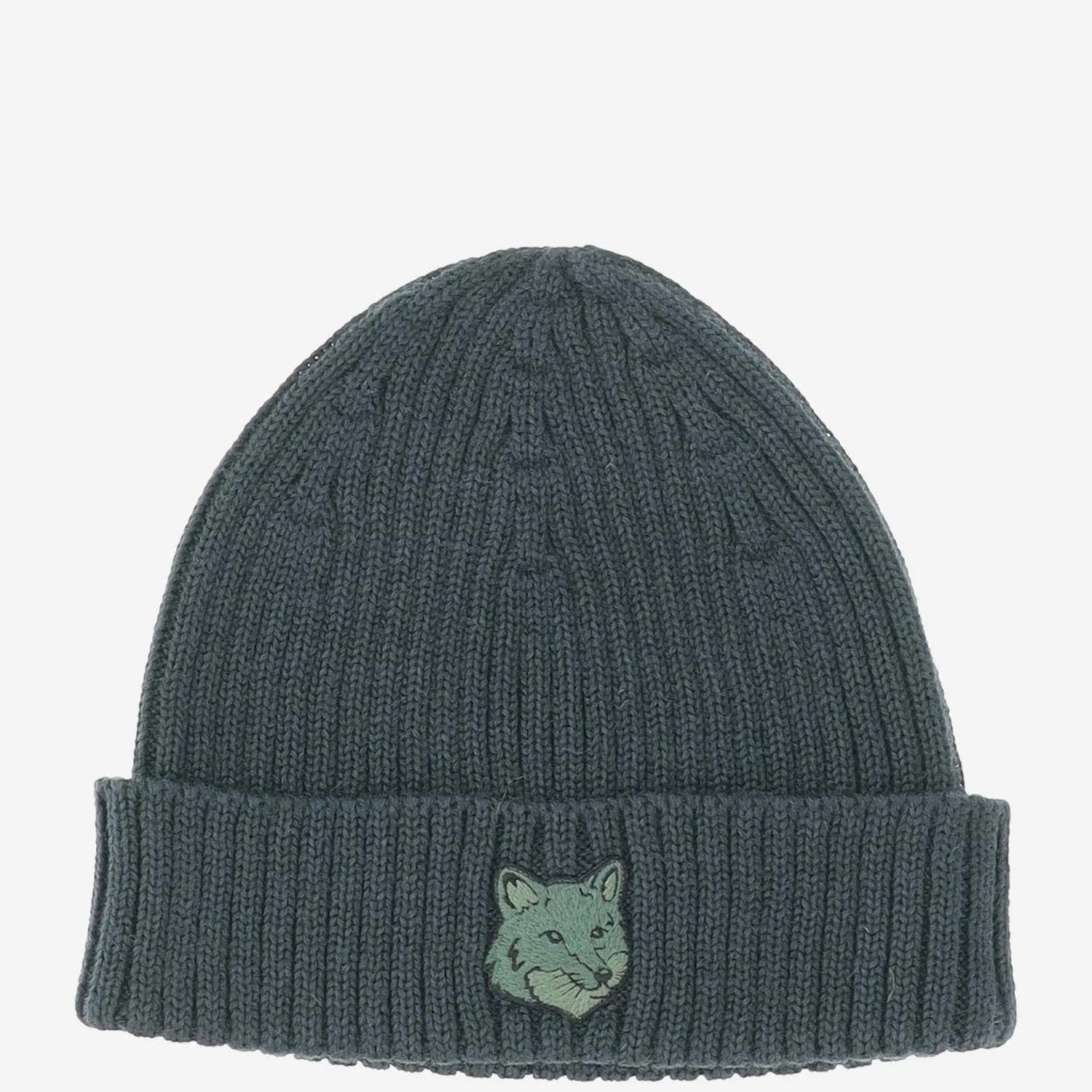 Berretto di lana di maison kitsune con fox patch