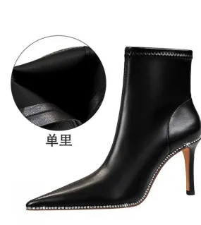 Bigtree Donna Tacchi alti Stivali in pelle Pu Taglie forti 43 Stivaletti corti Lady Stripper Winter Crystal Tacchi bassi Designe