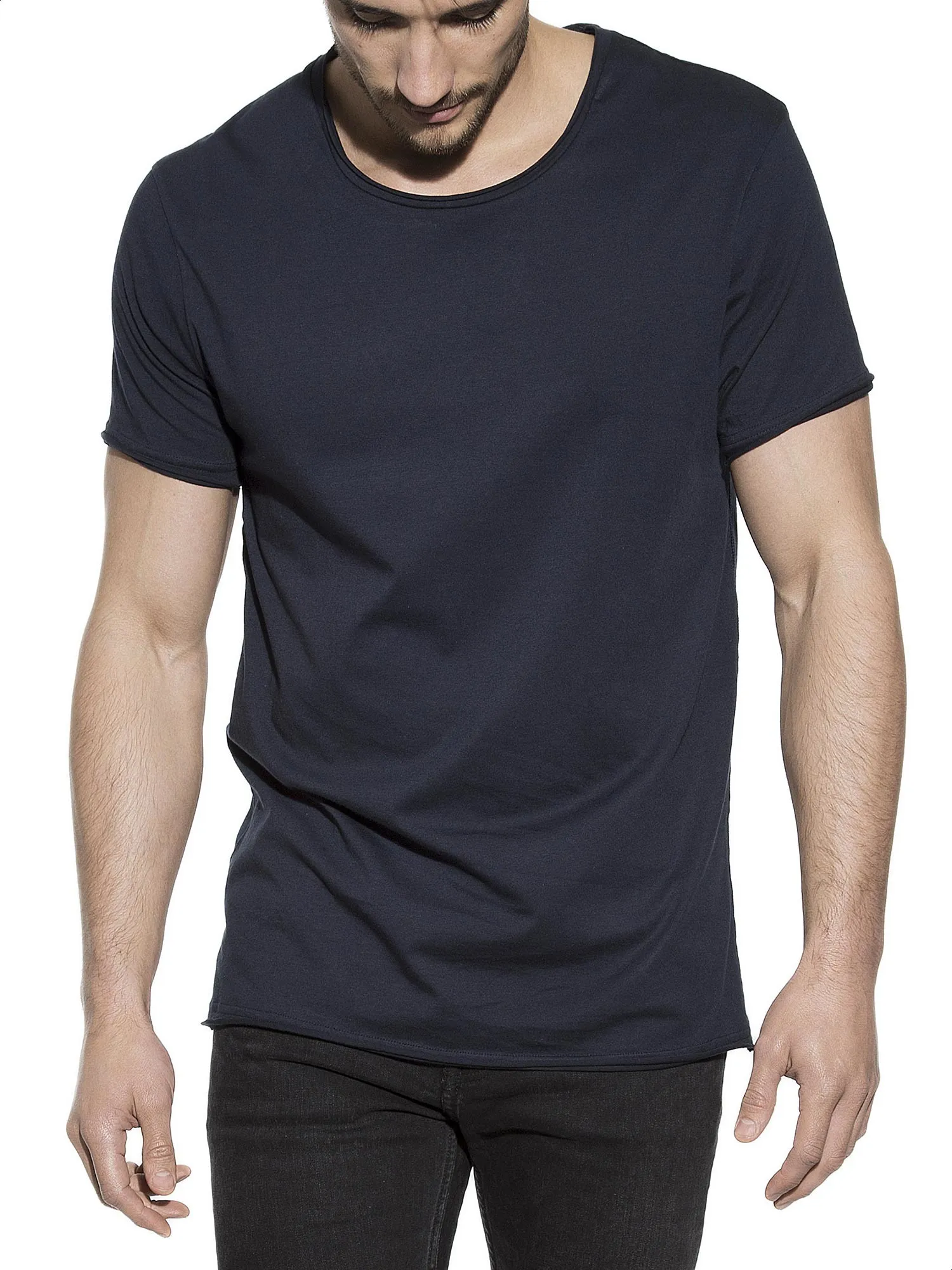Blue crew-neck t-shirt