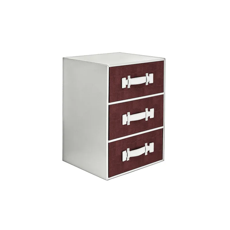 Braid Cassettiera in ecopelle, avorio/rosso