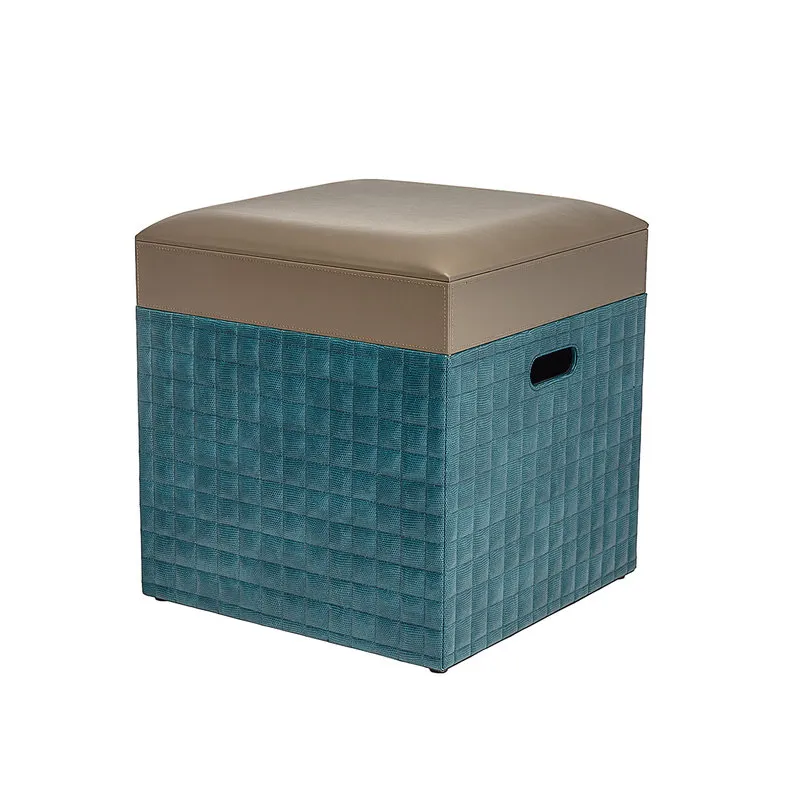 Braid Pouf contenitore in ecopelle verde / talpa