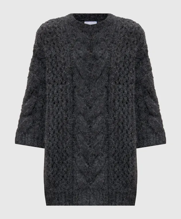 Brunello Cucinelli Maglione grigio traforato con lana MDU336100