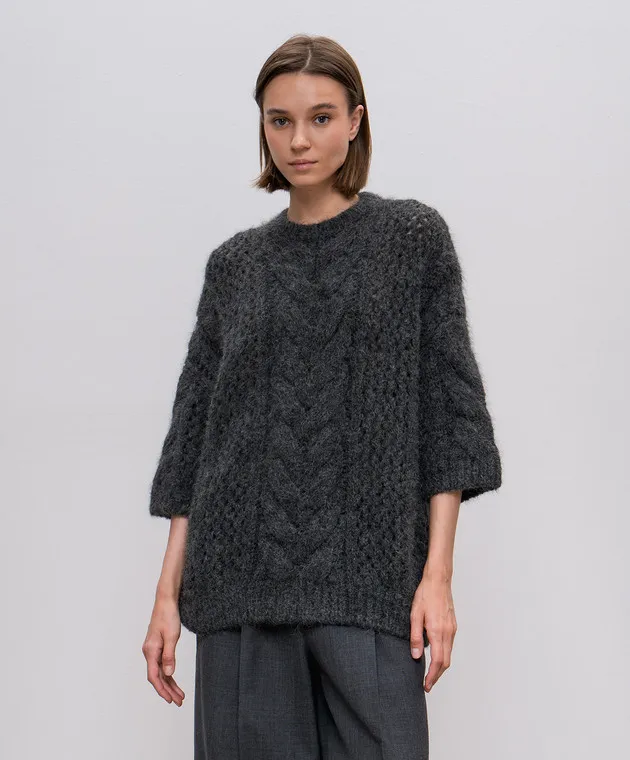 Brunello Cucinelli Maglione grigio traforato con lana MDU336100