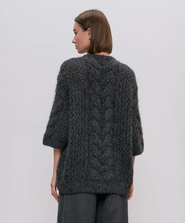 Brunello Cucinelli Maglione grigio traforato con lana MDU336100