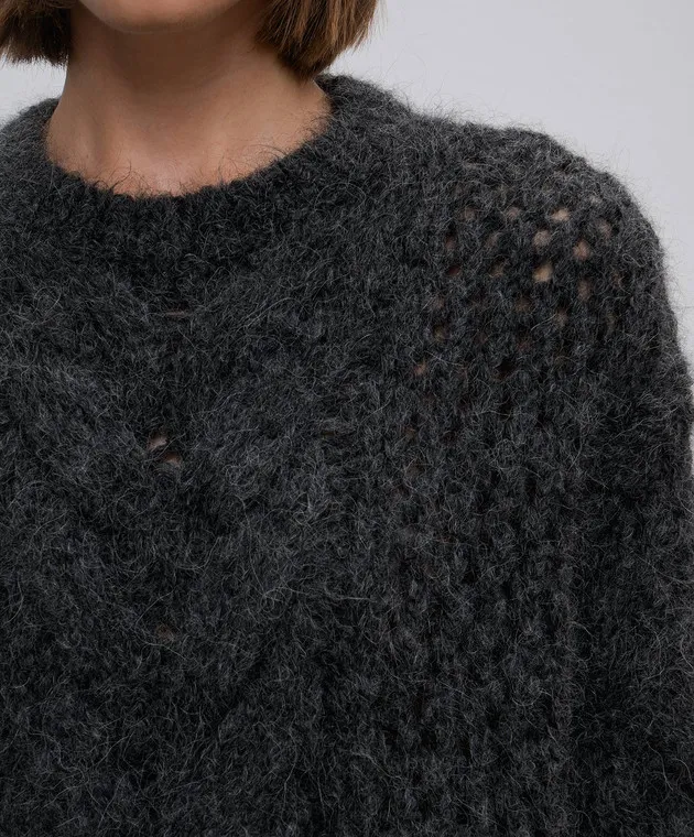 Brunello Cucinelli Maglione grigio traforato con lana MDU336100