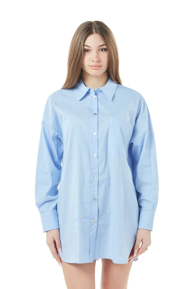 camicia over donna celeste