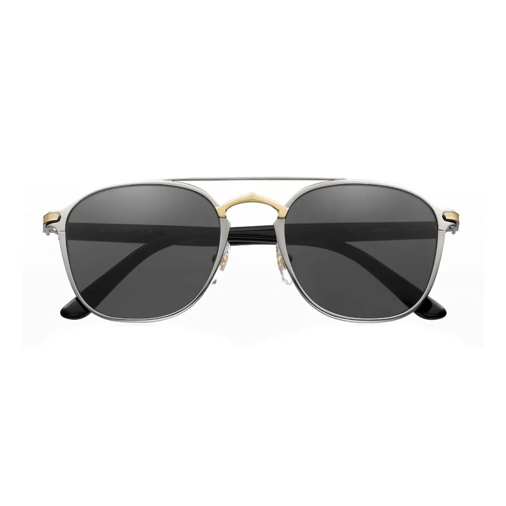 Cartier - Rettangolare - Finitura Nero Champagne Oro - C de Cartier Collection - Occhiali da Sole - Cartier Eyewear