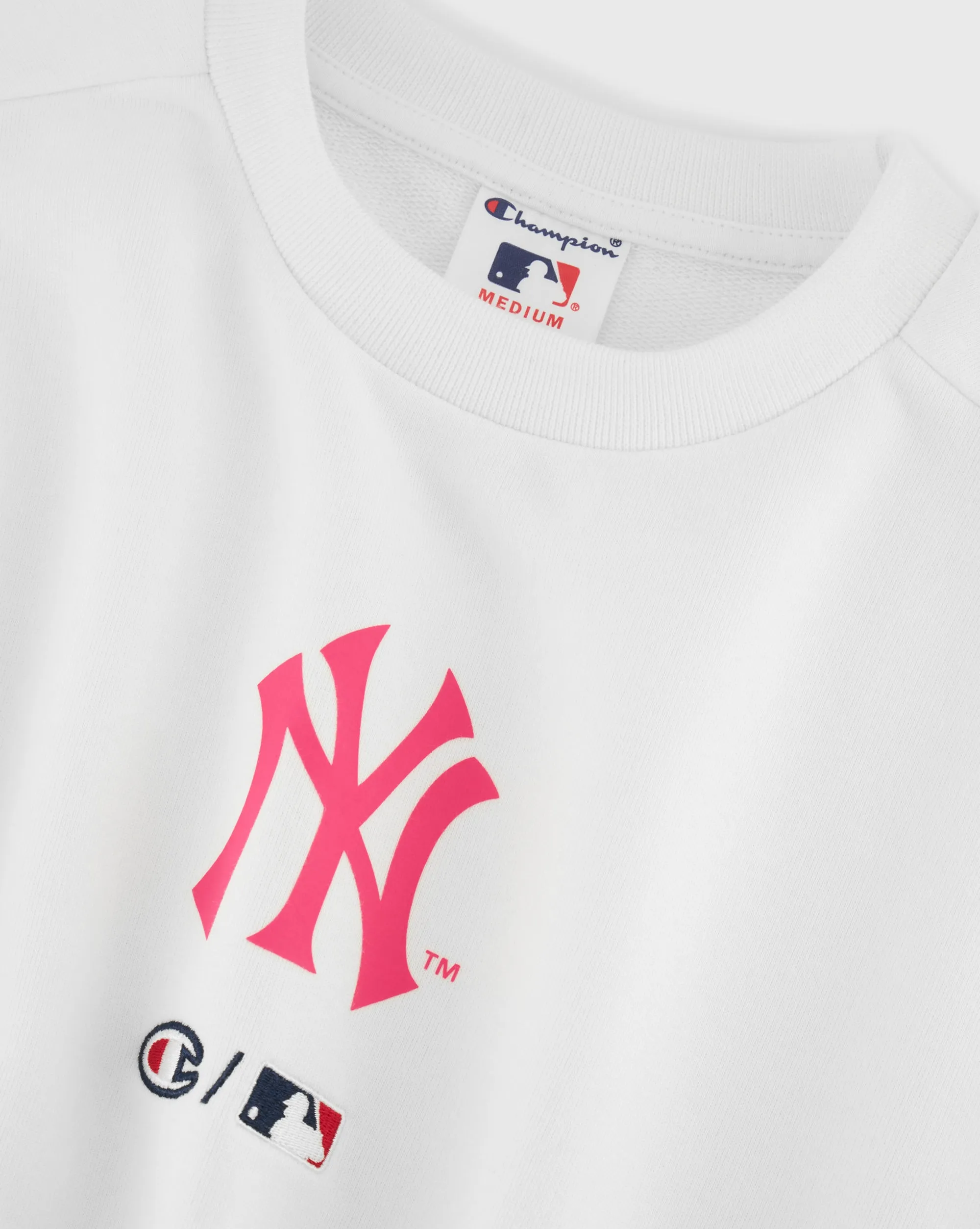 Champion x MLB Felpa Boxy In French Terry New York Yankees Bianco Donna