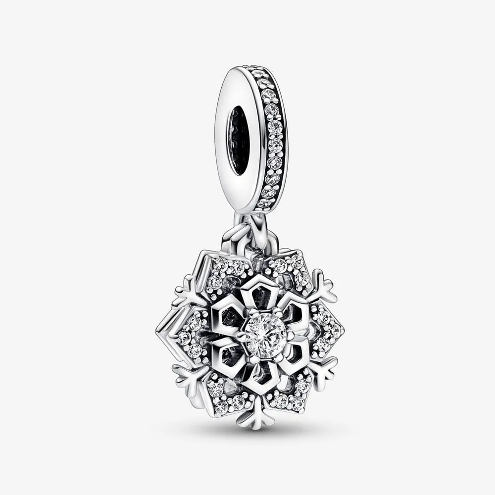 Charm Pendente Doppio Fiocco di Neve Scintillante - 792355C01