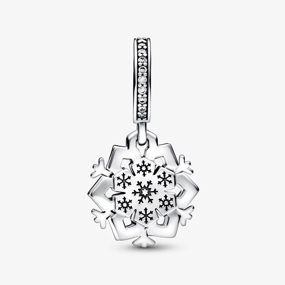 Charm Pendente Doppio Fiocco di Neve Scintillante - 792355C01