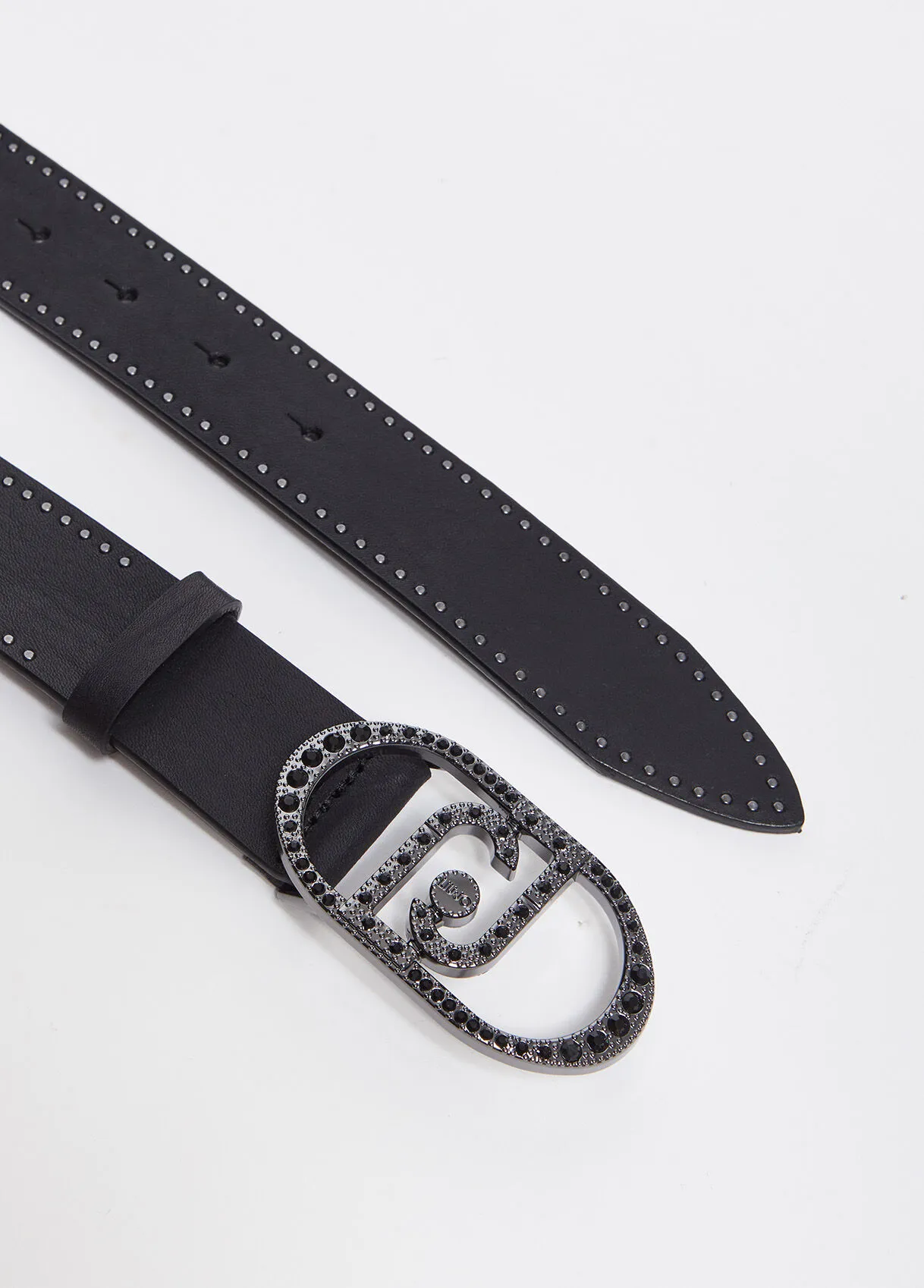 Cintura in pelle con fibbia logata