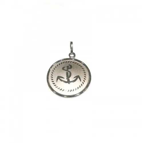 CIONDOLO MEDAGLIETTA ANCORA IN ORO BIANCO 18 KT + COLLANA IN OMAGGIO