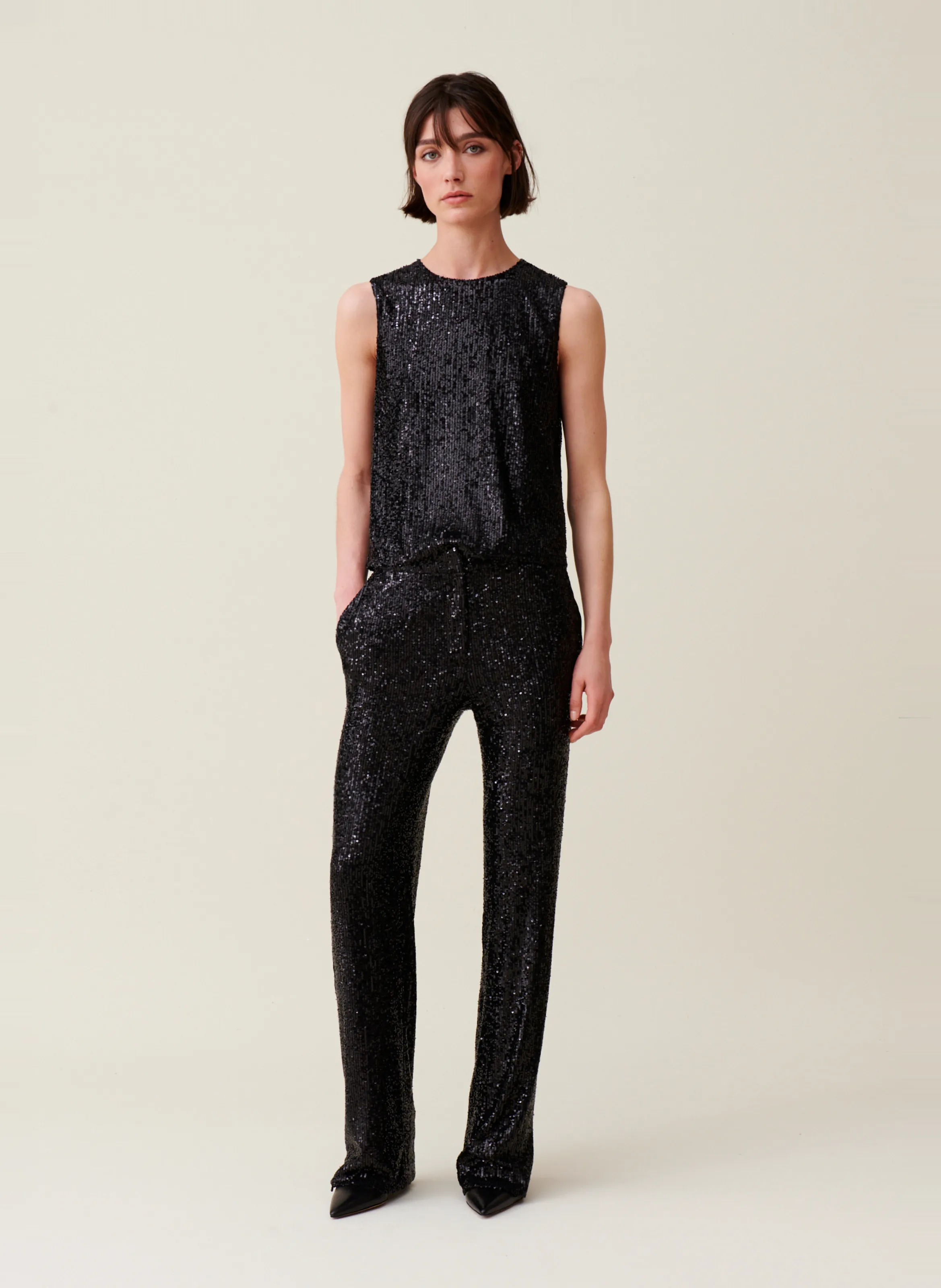  CLAUDIE PIERLOT   Pantaloni a zampa con paillettes | Nero