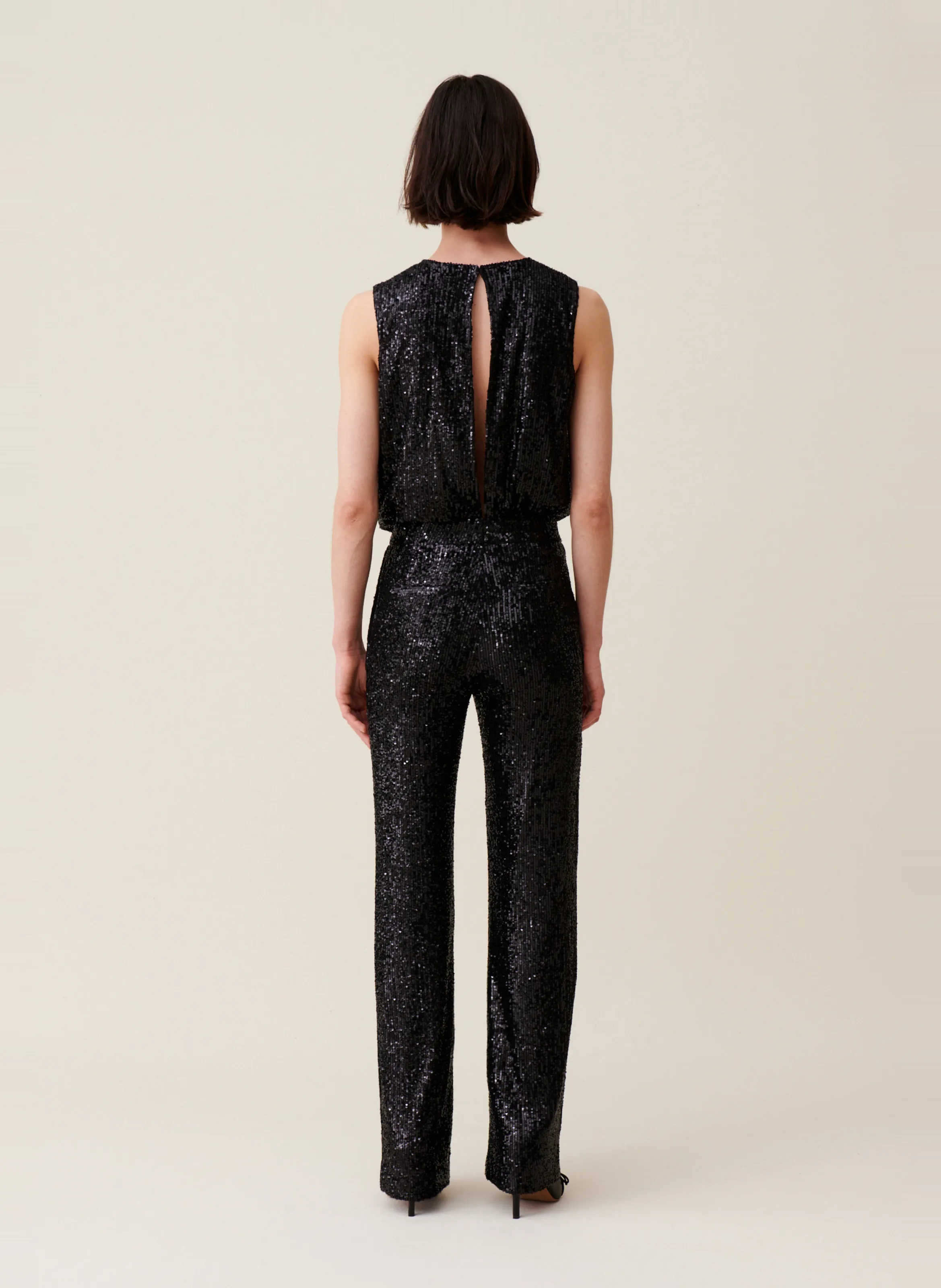  CLAUDIE PIERLOT   Pantaloni a zampa con paillettes | Nero