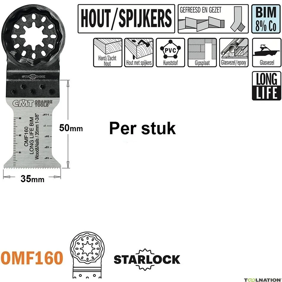 CMT OMF160-X1 Lama multitool per legno con chiodi 35 mm 1 pezzo