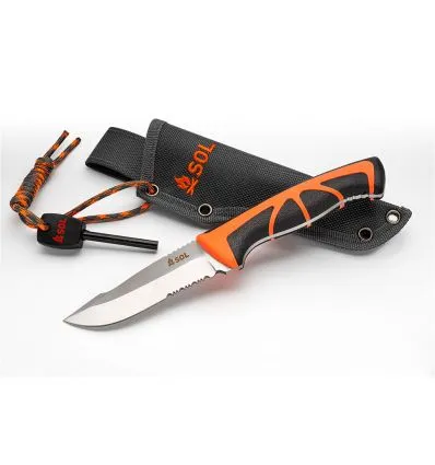 Coltello Sol Stoke Field Knife + Flint (Arancione/Nero)