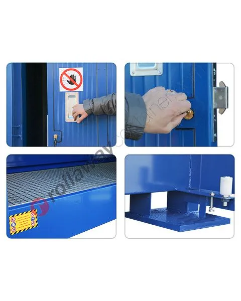 Container di stoccaggio in acciaio con vasca di raccolta a 3 piani per fusti da 200 lt su pallet