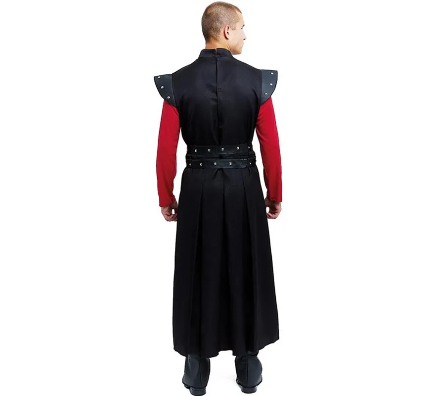 Costume da re medievale nero con borchie per uomo