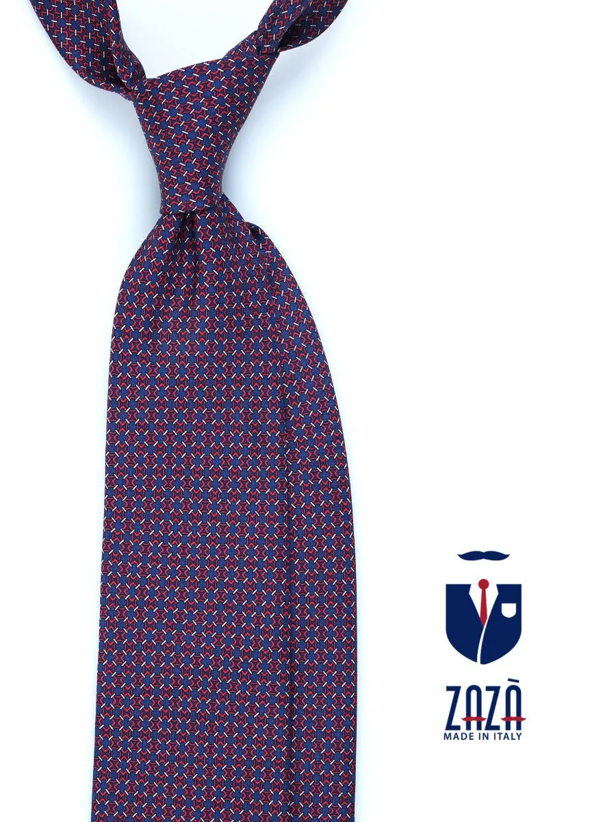 Cravatta 3 pieghe sartoriale VIVIDA in seta stampata Blu Scuro 