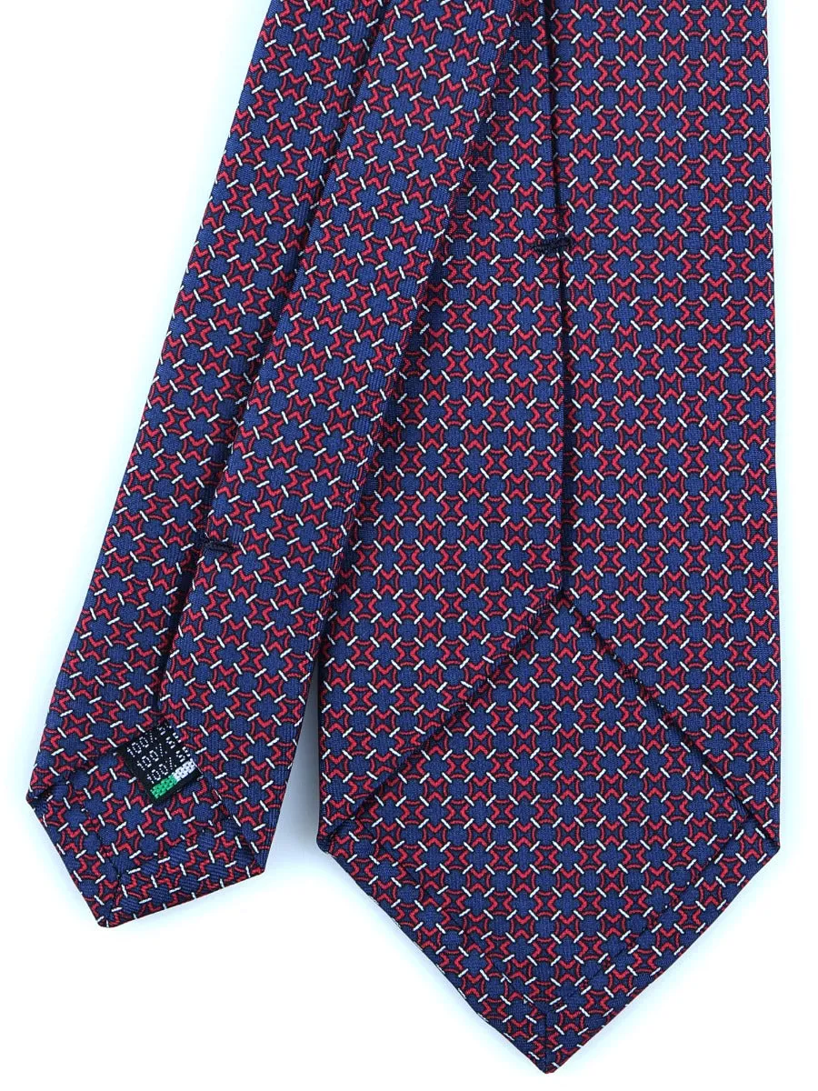 Cravatta 3 pieghe sartoriale VIVIDA in seta stampata Blu Scuro 