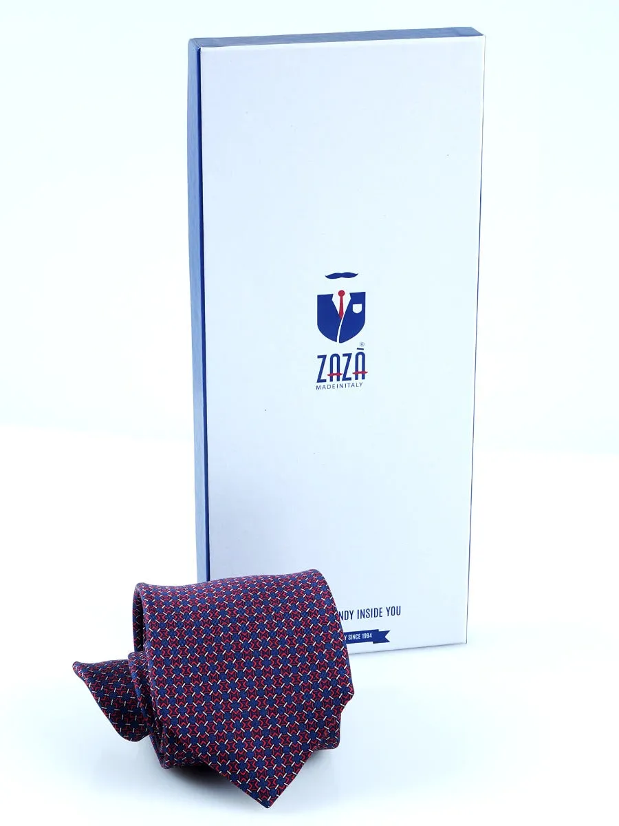 Cravatta 3 pieghe sartoriale VIVIDA in seta stampata Blu Scuro 