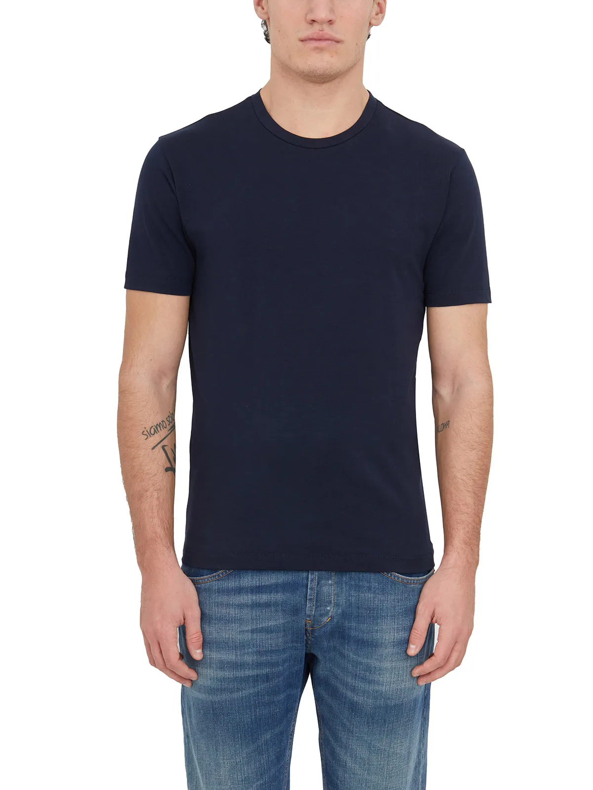 DANIELE ALESSANDRINI  T-SHIRT GIROCOLLO IN COTONE STRETCH 