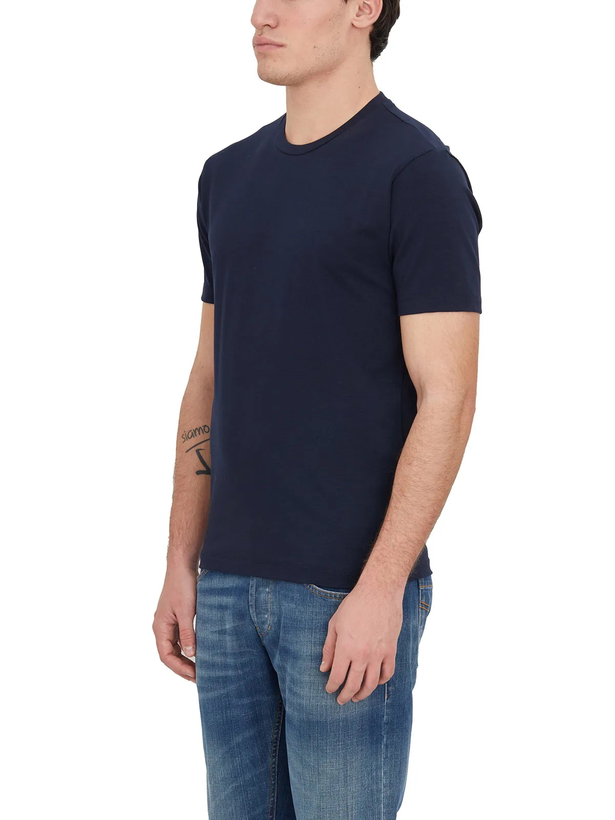 DANIELE ALESSANDRINI  T-SHIRT GIROCOLLO IN COTONE STRETCH 